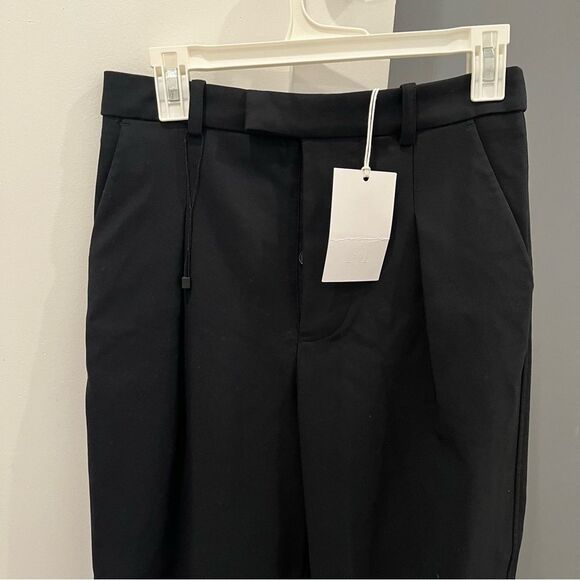 NWT Helsa Barrel Pants Black Wide Straight Leg Pleated size XS - Picture 4 of 7